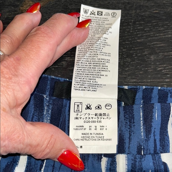 MaxMara Flare Blue and Yellow Patterned Skirt - Picture 3 of 5